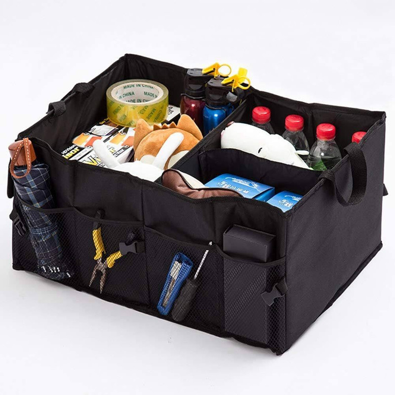SOCHEP Foldable Car Storage Box Multifunctional Waterproof Car Boot Organiser Non-Slip Trunk Organizer(Black)