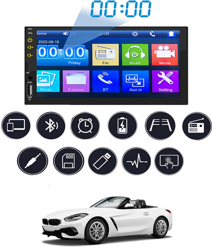 MATIES 7inch Double Din Full Touch Screen With Mirror link For Z4 BMW 2018 Black LCD(18 cm)