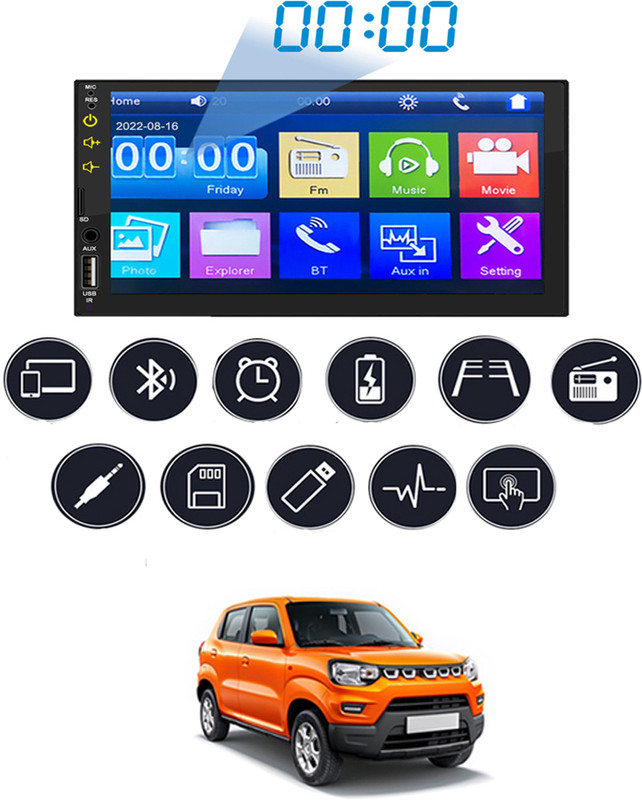 MSNP 7inch Double Din Full Touch Screen With Mirror link,USB,FM Player For Car 249 Black LCD(18 cm)