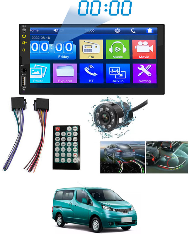 MATIES 7Inch Full HD Double din Screen With Parking Black Camera Black LED(17 cm)