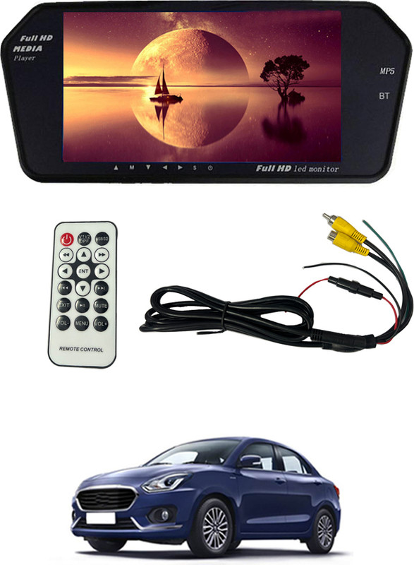 MATIES 7Inch Rearview Monitor Mirror with BT,Touch Button 213 Black LCD(17 cm)