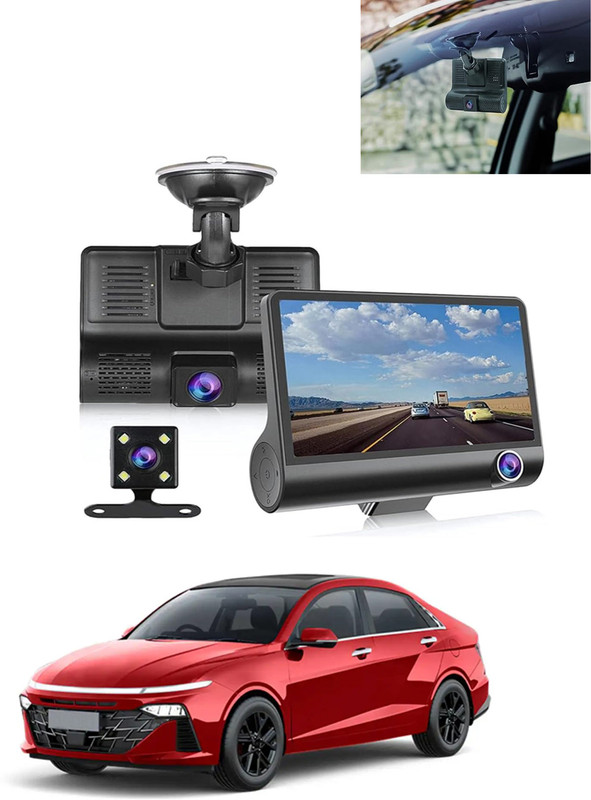 MATIES 1080P 4 inches LCD car Dash Cam for car security Reverse Assist Camera System Black LCD(10 cm)