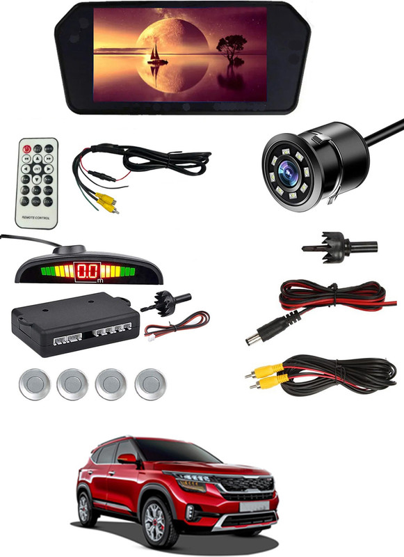 ABJD Universal Black 7inch BT Screen/Reavers Parking Camera/Silver Sensor For Car-241 Multicolor LCD(17 cm)