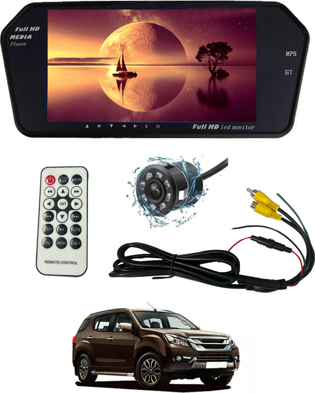 MATIES 7Inch Rearview Monitor Mirror Screen With Touchbutton&Rearview Parking Camera154 Black LCD(17 cm)