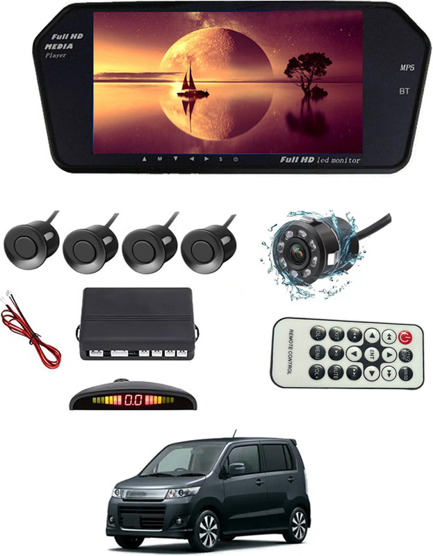 MSNP 7Inch Bt Full HD Rearview Monitor Screen With Black Sensor & Camera For Car 107 Black LED(17 cm)
