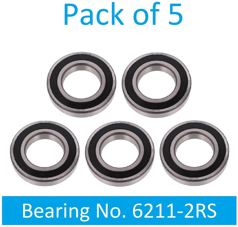 SINAL Pack of 5 Ball Bearing 6211 2RS with 55mm inner and 100mm outer (BER33.2) Wheel Bearing