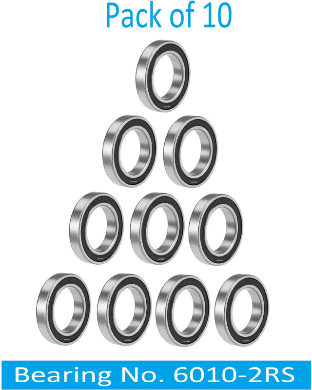 SINAL Pack of 10 Ball Bearing 6010 2RS with 50mm inner and 80mm outer (BER22.3) Wheel Bearing