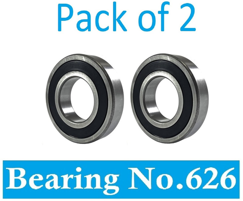 SINAL Pack of 2 Ball Bearing 626 2RS with 6mm inner and 19mm outer (BER5.1) Wheel Bearing