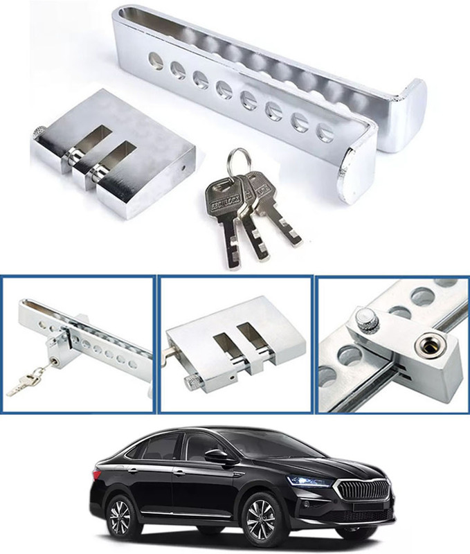 RKPSP Car Stainless Steel 8 Holes Anti-theft Brake Clutch Brake Lock with 3Keys-243 Gear Lock(Stainless Steel)