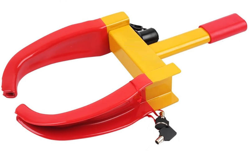 Auto Oprema Anti-Theft Heavy Duty Locker For Alloy Metal Tyre Clamp For Car & Bike Pickup Bright Yellow And Red Colors Vehicle tyre Wheel Lock