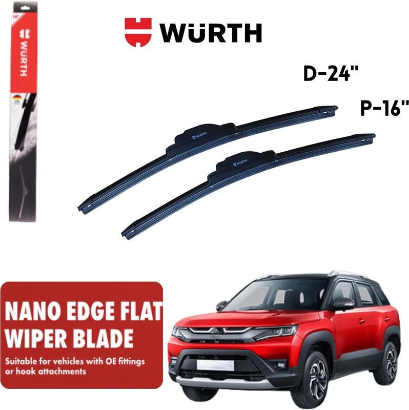 Wurth Flat Wiper Blade Windshield Wiper(60 cm, Passenger Side Wiper, Driver Side Wiper, Pack of: 2)