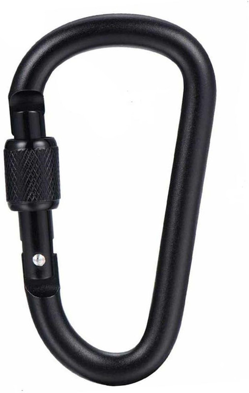 StealODeal Black Screw Locking Clip Hook D Shape Locking Carabiner(Black)