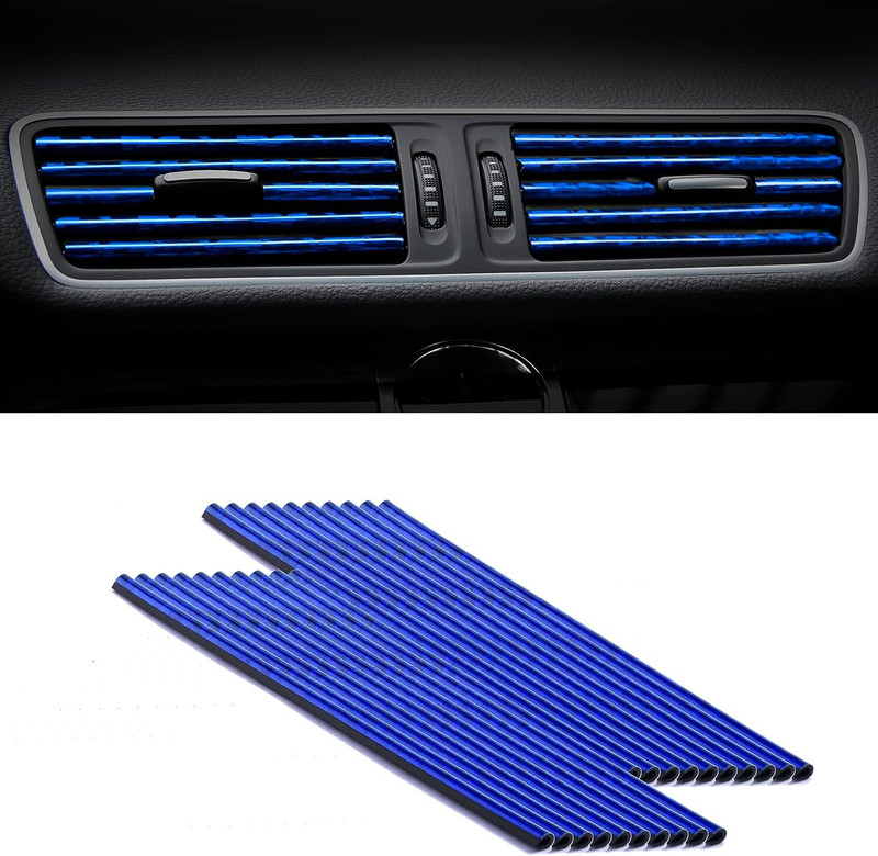 XAMILE Car Auto Air Conditioner Vent Outlet Trim Strip (Blue) 20 pcs Carabiner(Blue)