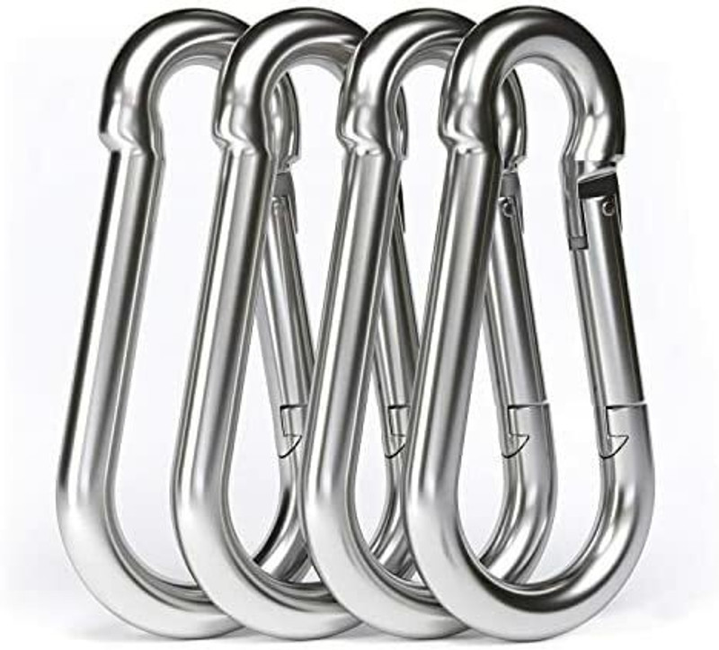 V A Antiques 3.5" Metal Spring Snap Hook Carabiner {Pack of 6} Locking Carabiner(Silver)