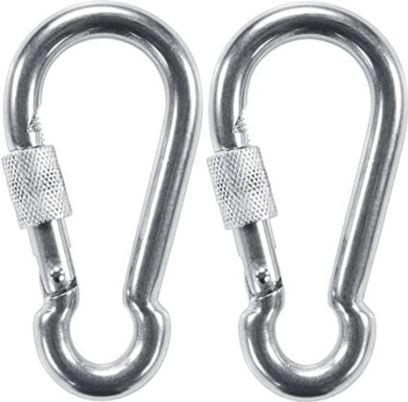 Keymaster Stainless Steel Screw Lock Carabiner Hooks Locking Carabiner(Silver)