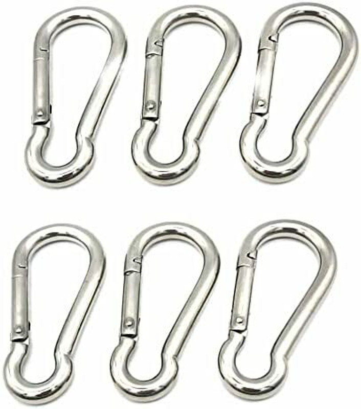 Tijarat Multipurpose Stainless Steel Snap Hook (Pack Of 6) Locking Carabiner(Silver)