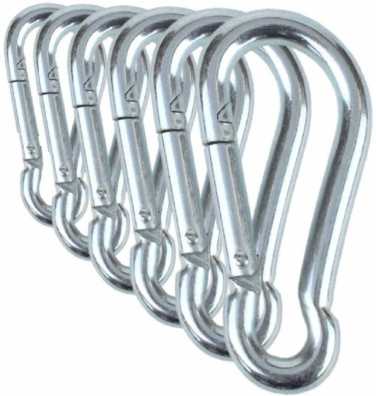Fitcozi Stainless Steel Spring Snap Hook Carabiner Hook Pack of 6 Locking Carabiner(Silver)