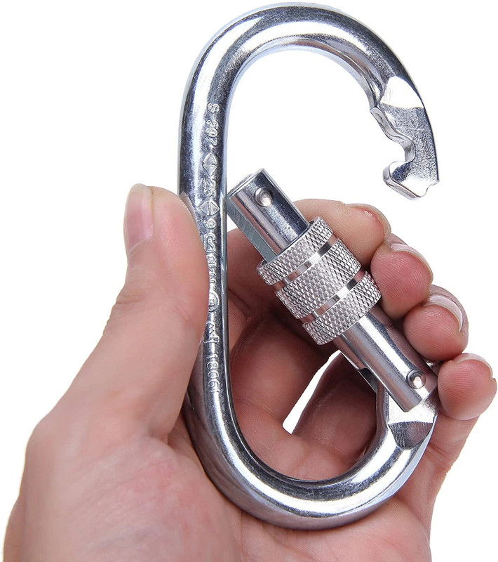 Fitcozi Snap/Spring Hooks with Round Lock and Regular Lock -Heavy Locking Carabiner(Silver)