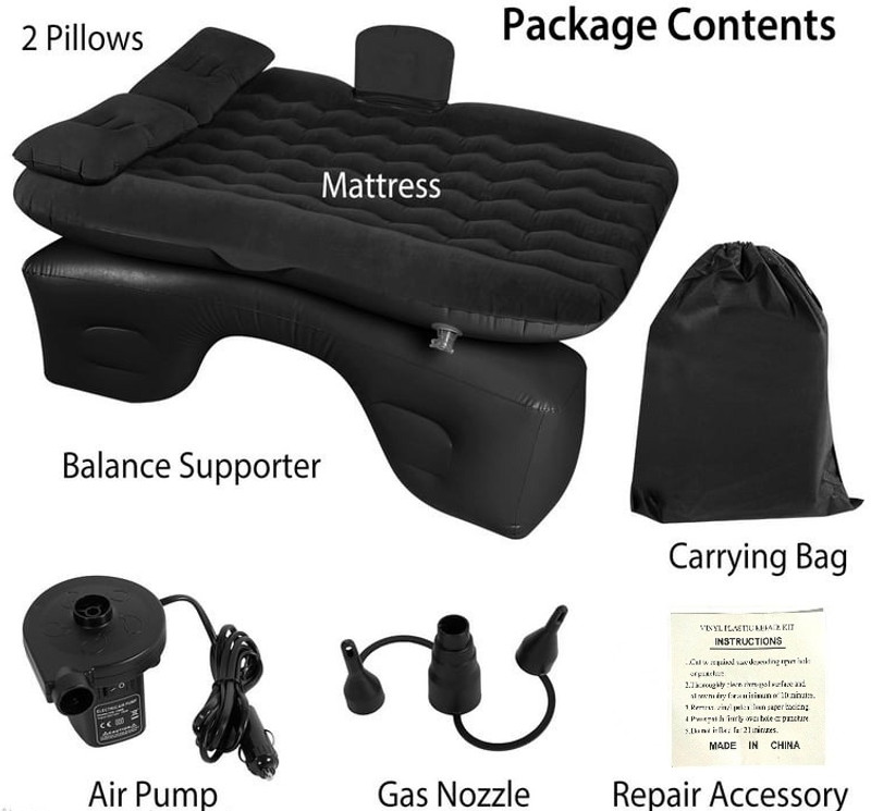SELECTRA Premium Car Inflatable Bed with Pump & 2 Air Pillow, Inflatable Back Seat Bed Locking Carabiner(Multicolor)