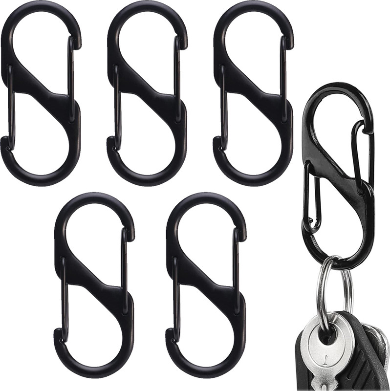 HASTHIP Dual Hook S Carabiners Quick Release Heavy Duty Zinc Alloy Multipurpose Hooks Carabiner(Black)