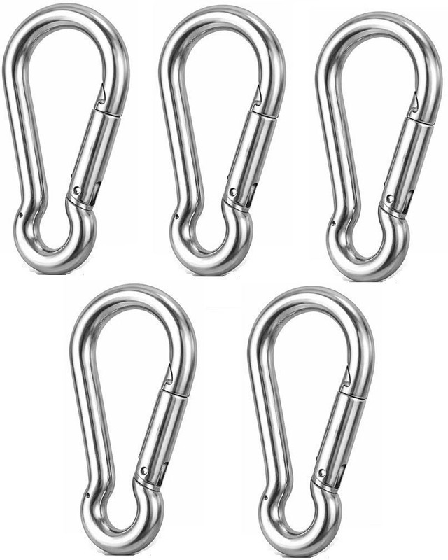APNA KANHA Metal Silver Carabiner for Everyday Use (Pack Of 5) Locking Carabiner(Silver)