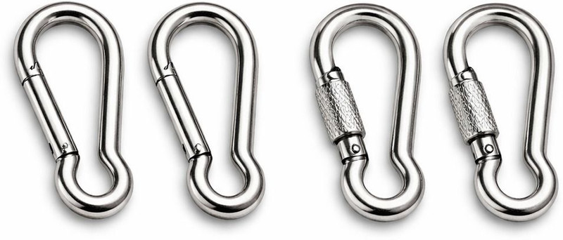 DXJIYAWORLD GI Carabiner Hook Heavy Duty | Snap & Screw Lock | Multipurpose Use (4+4) Locking Carabiner(Silver)