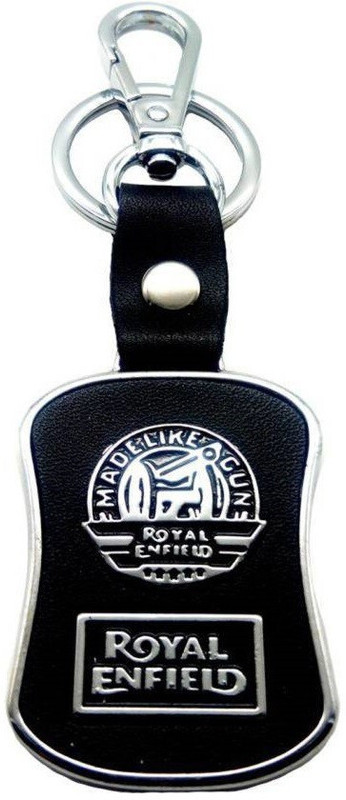ROYAL ENFIELD  Black Leather Spiring Hook Combo Locking Key Chain  (Multicolor) Carabiner(Black)