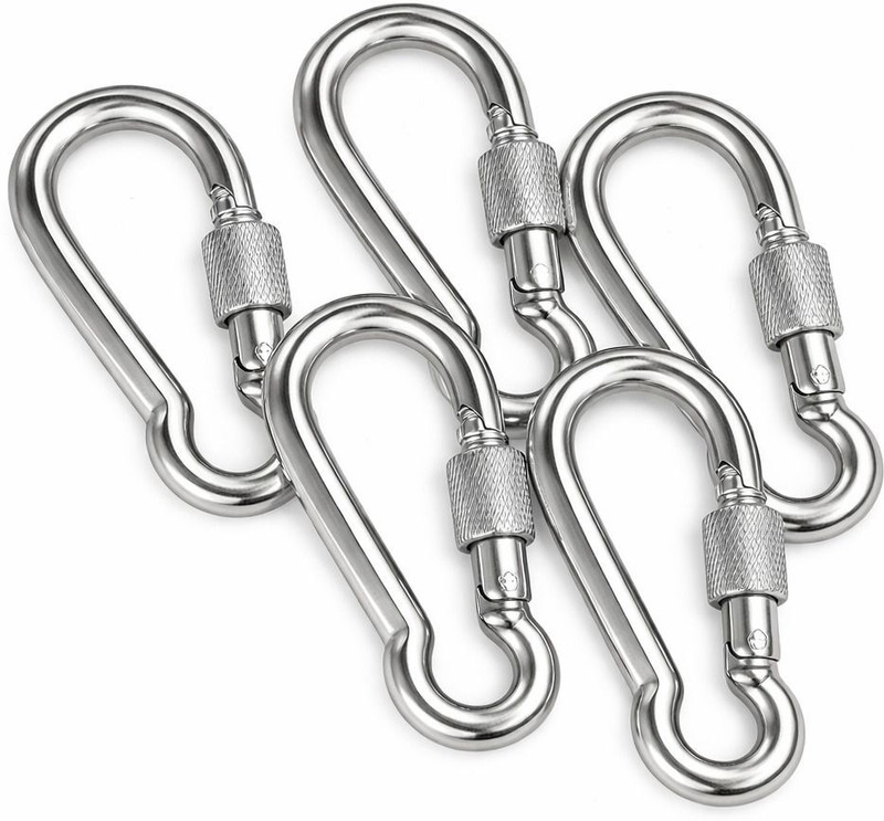 DXJIYAWORLD Carabiner Heavy Duty Screw Lock, Rustproof for Gym, Rope, Camping & Outdoor(5) Locking Carabiner(Silver)