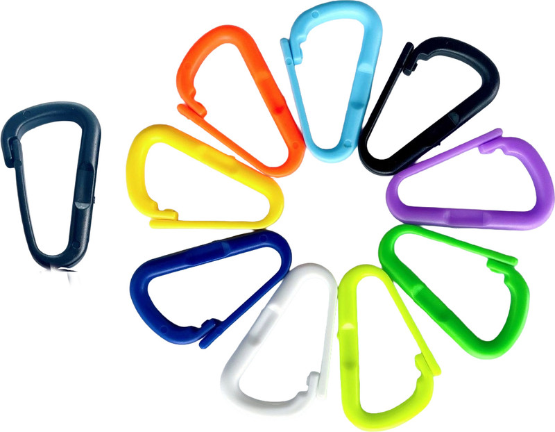 Sezhumai Traders Mini Plastic D-Type Carabiner Keychain Hook 41mm for Bags & Crafts (Pack of 50) Carabiner(Multicolor)