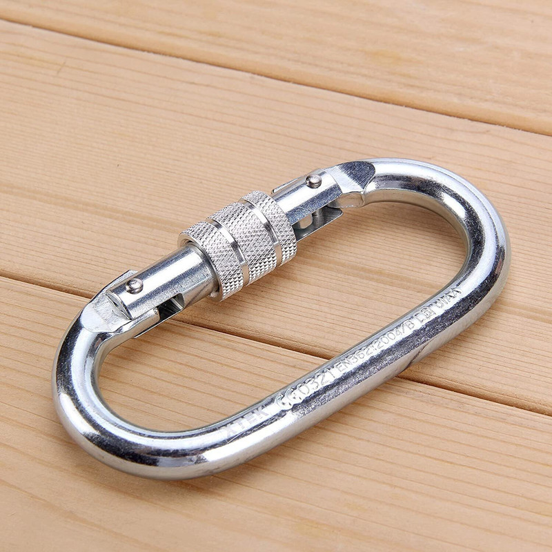 Onneybrothers Stainless Steel23 KN Snap Hook Carabiner Screw 10mm for Ropes Locking Carabiner(Silver)
