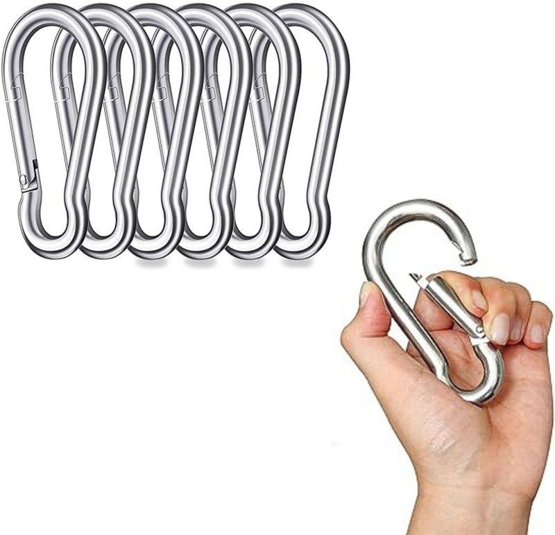 IGNITE WEIGHTS 3 Inch Stainless Steel Spring Snap Hook Carabiner/Hook Swing Connector Set of 2 Locking Carabiner(Silver)