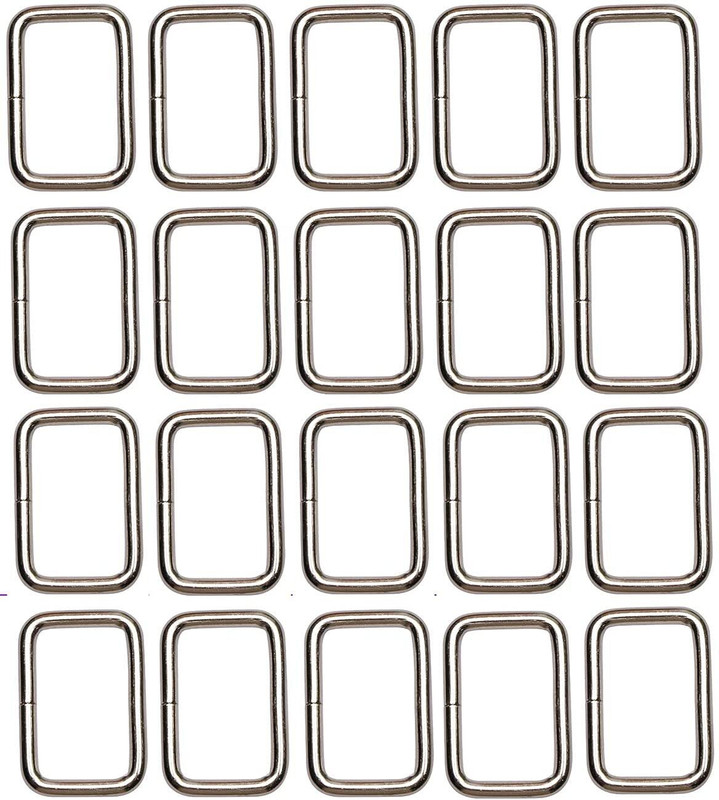 SYMKARD Metal Rectangle Ring Buckles for Webbing, Handbag, Belts, Dog Harness, 20 Pack Carabiner(Silver)
