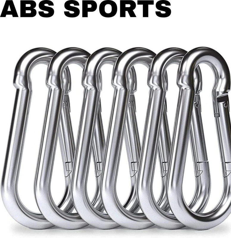 ABSSports Heavy Duty 8MM Thick S.S Snap Hook for Hiking/Camping/GYM Locking Carabiner Locking Carabiner(Silver)