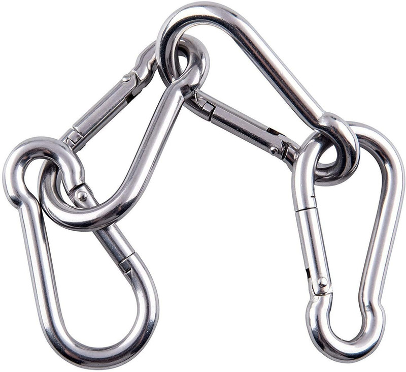 KINDER ROOTZ 8mm Carabiner Snap Hook (Pack of 2) Multipurpose Hooks for Home & Gym Locking Carabiner(Silver)