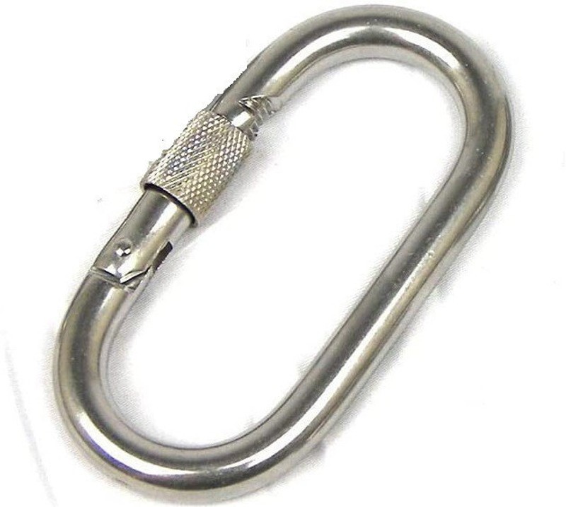 GSI O Shaped Steel Climbing Carabiner Screw Lock Spring Gate Protection 12mm Locking Carabiner(Silver)