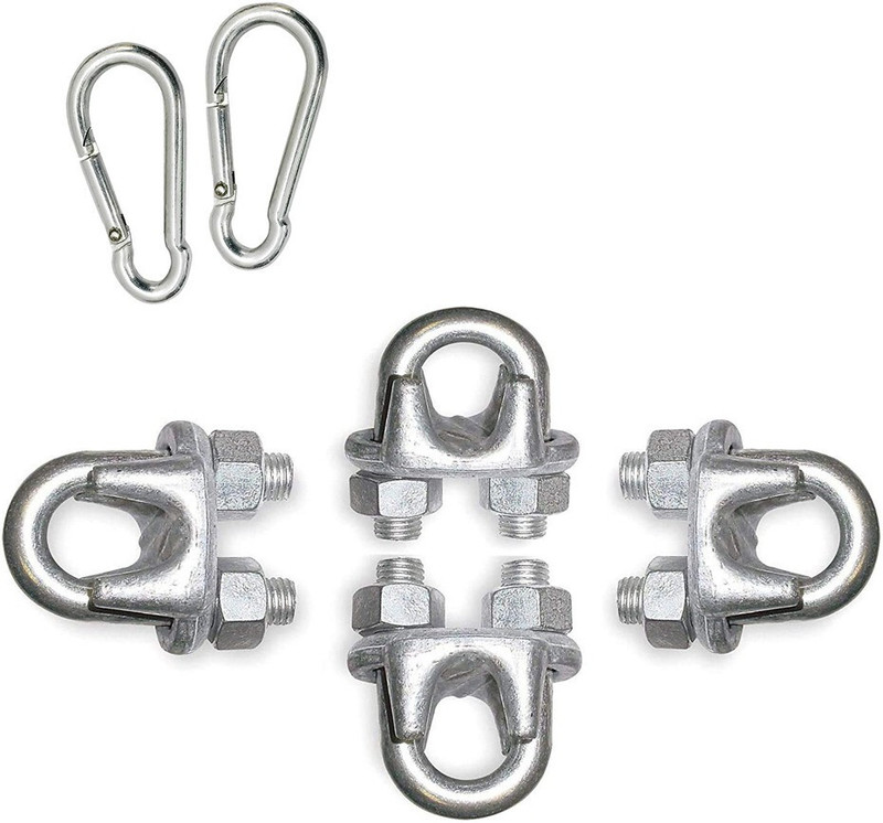SSG Sports Machine Wire Lock 4 Pieces with 2 Snap Hooks Heavy Duty Locking Carabiner(Silver)