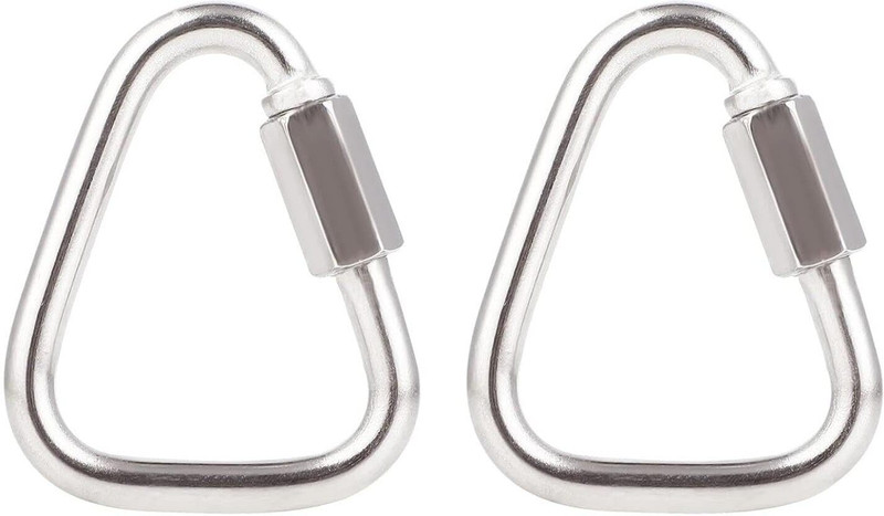 GOCART Stainless Steel Triangle Shape Locking Clips Suit For Rock Climbing Rigging Locking Carabiner(Silver)