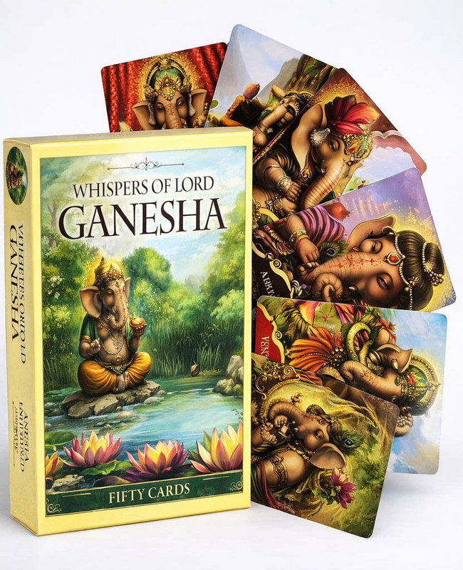 Crafty Whispers of Lord Ganesha Oracle Cards 50 Cards Spiritual Divination Deck(Multicolor)