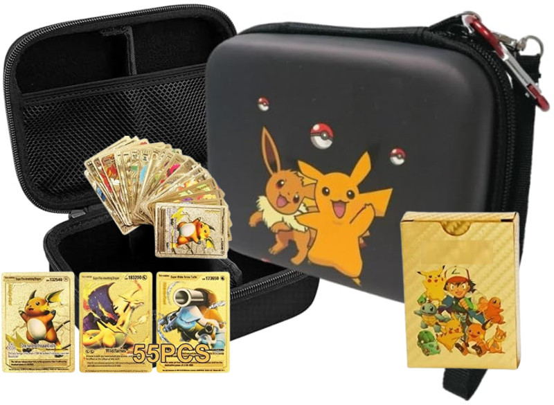 Bestie Toys Pocket Basic And V Series Cards For Kids 55pcs cards(Gold) With Card Case(Gold)