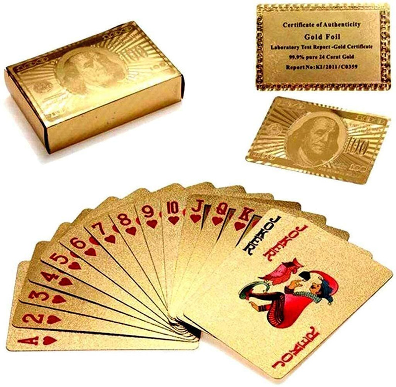 DANDLES 24 K Gold Cards Waterproof Poker Playing Cards Plastic Deck Playing Card(Golden)