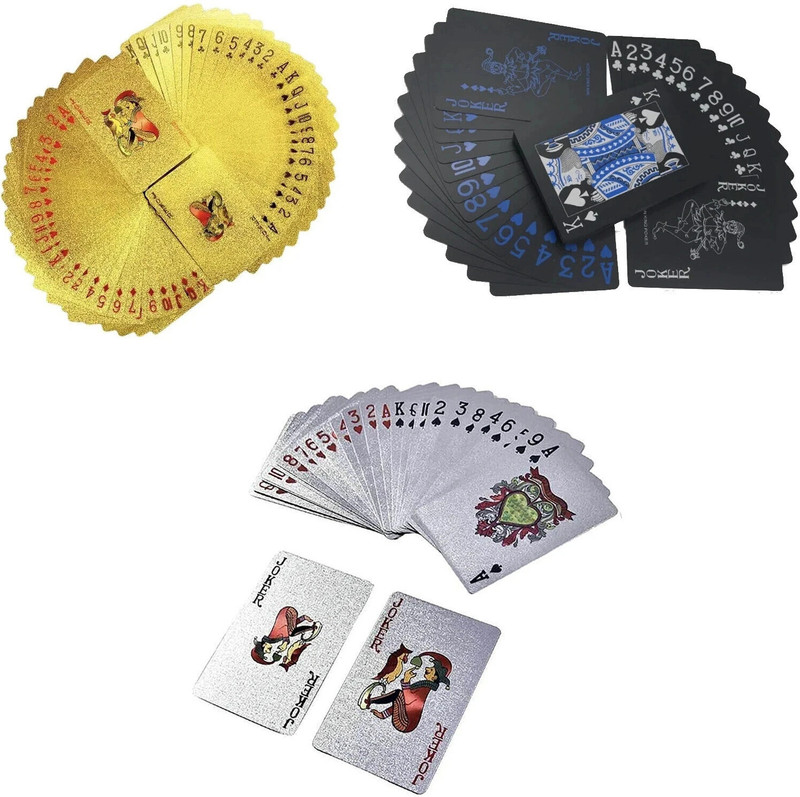 Aseenaa Pack of 1 Black Deck, 1 Golden Deck & 1 Silver Deck of Premium Playing Cards SO3(Multicolor)