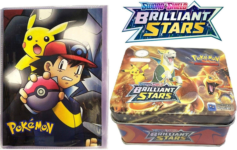 Bestie Toys Pokemon Cards Pokemon Game Sword and Shield Brillant Star with 2 pocket Album(Multicolor)
