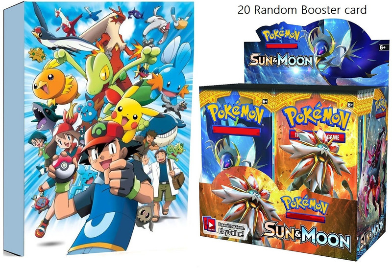 Bestie Toys Pokemon Card Game- 20 Packs (Random series ) with Big Album(Multicolor)