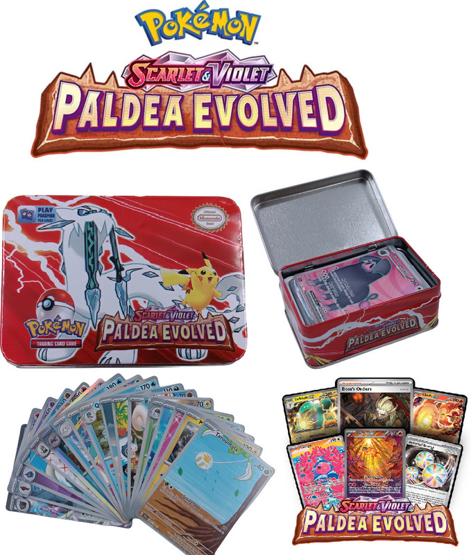 CrazyBuy Pokemon Cards Scarlet & Violet Paldea Evolved In Tin Box(Multicolor)