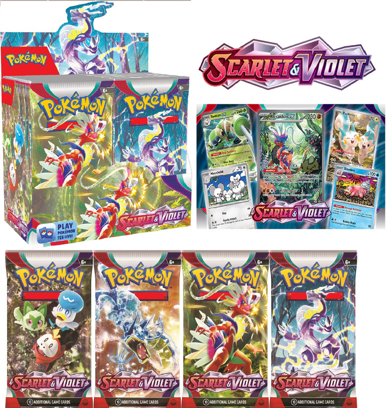 CrazyBuy Pokemon Sword & Shield Scarlet & Violet(Vstar Vmax V&Basic Cards)36 Booster Pack(Multicolor)