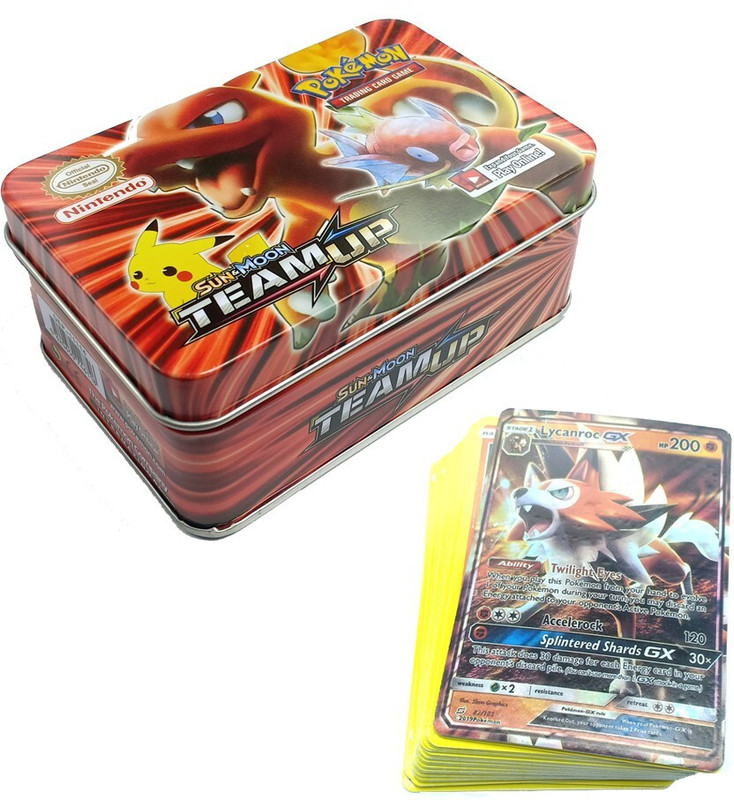 AncientKart Pokemon New Generation Team Up Detective Pikachu Series Tin with cards(Multicolor)