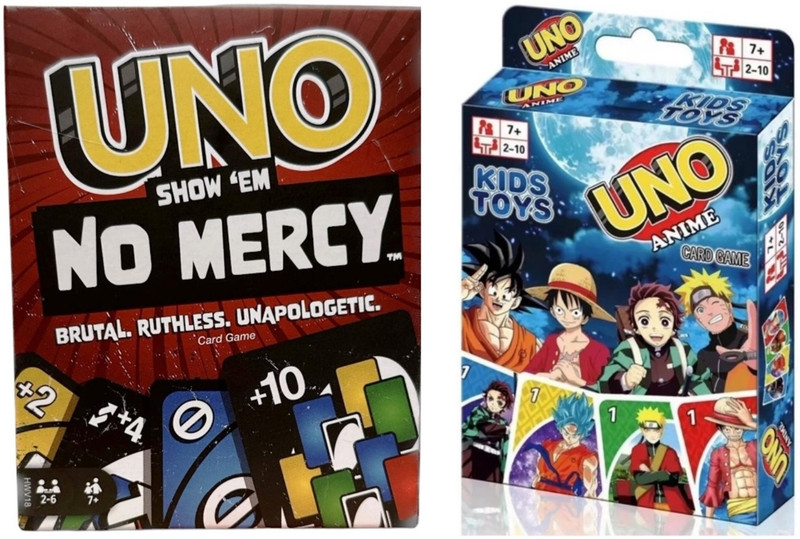 Gift Collection UNO Show em No Mercy Card & UNO All Wild Cards Game for kids & family Travel Fun(Multicolor)