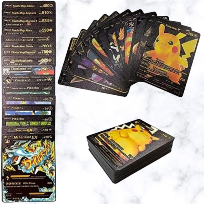 radhey preet Premium Black Foil 55 Rare Pokemon Card Game Set, RP1439(Black)