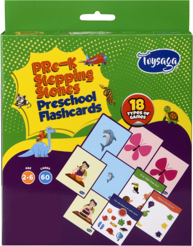 Toysaga Pre-K Stepping Stones Brain Boosting 60 Flash Cards(Multicolor)