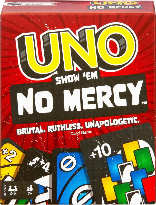 mattel GAMES UNO Show em No Mercy Card Game for Kids, Adults, Parties and Travel(Multicolor)